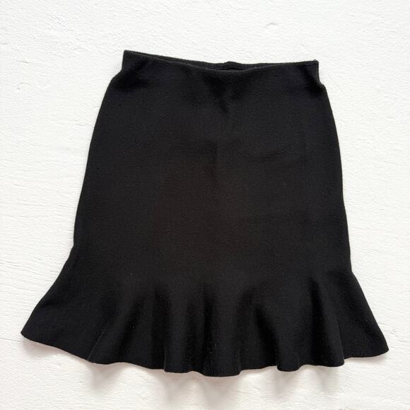 Zara Black Knit Ruffle Hem Mini Skirt, Size Small - Picture 1 of 6